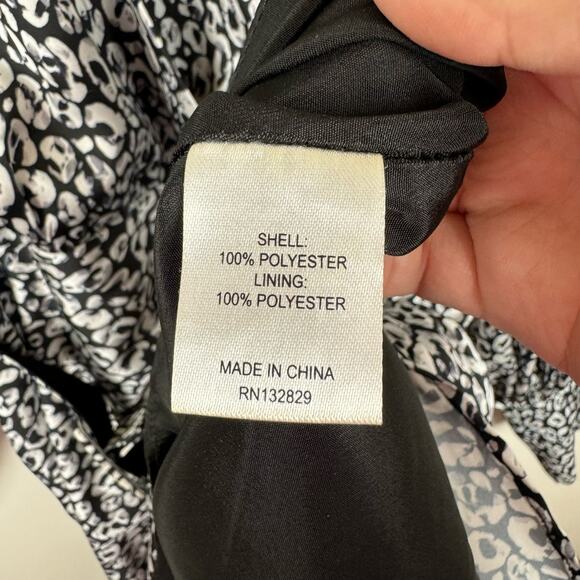 L'Academie Joyce Belted Mini Cocktail Dress Black White Abstract Cheetah Size S - Picture 11 of 16